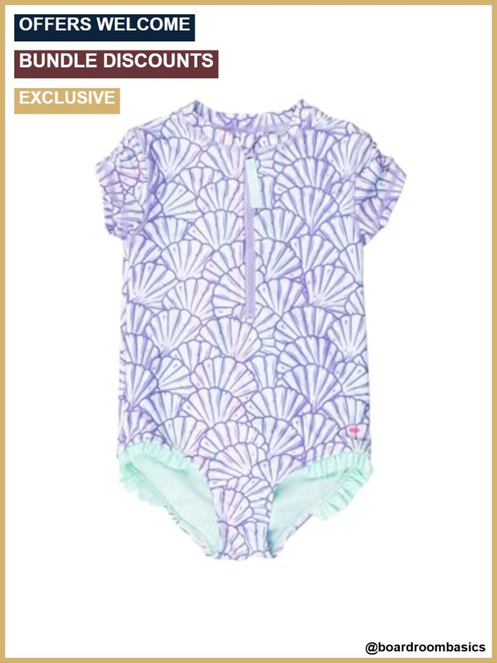 Girls Short Sleeve Zipper Rash Guard Swimsuit UPF 50+ One-Piece